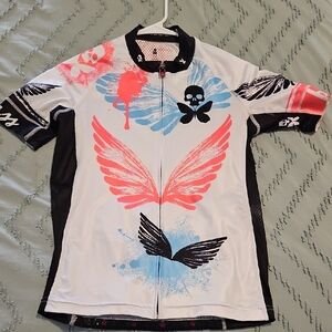 Kids Graphic Cycling Jersey - White, Black, Pink, Blue